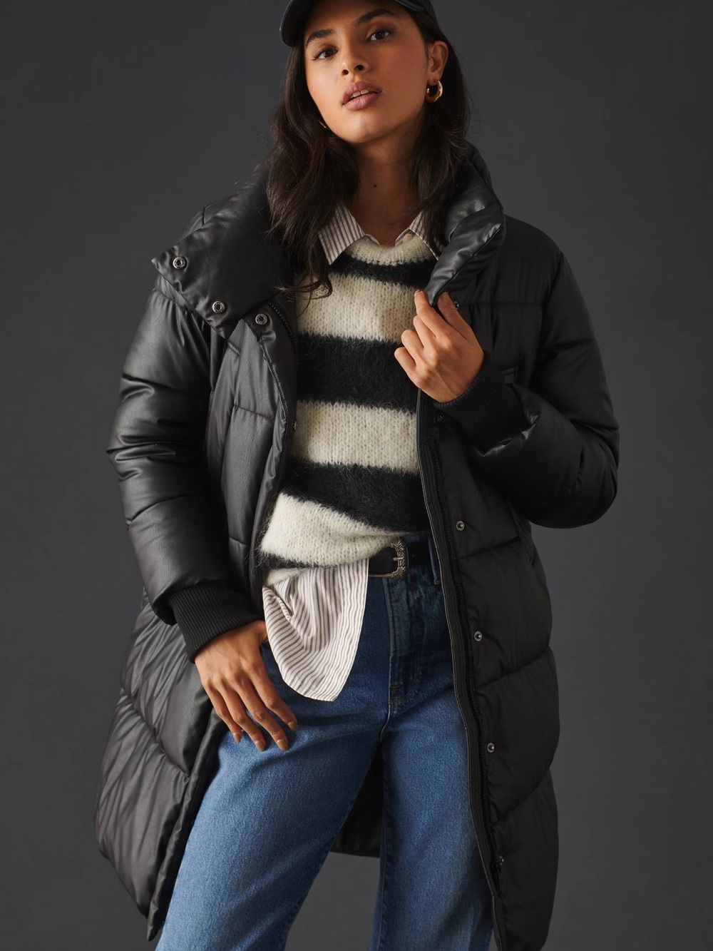 NVLT Faux Leather Puffer Coat